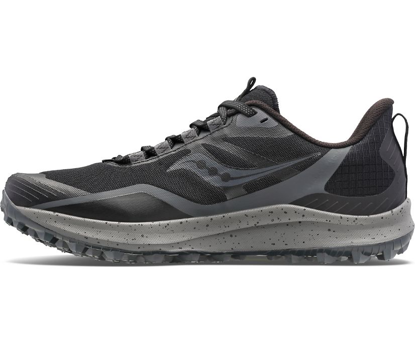 Buty Saucony Peregrine 12 Wide Męskie Czarne Ciemny Szare | Polska KP1-01750R9