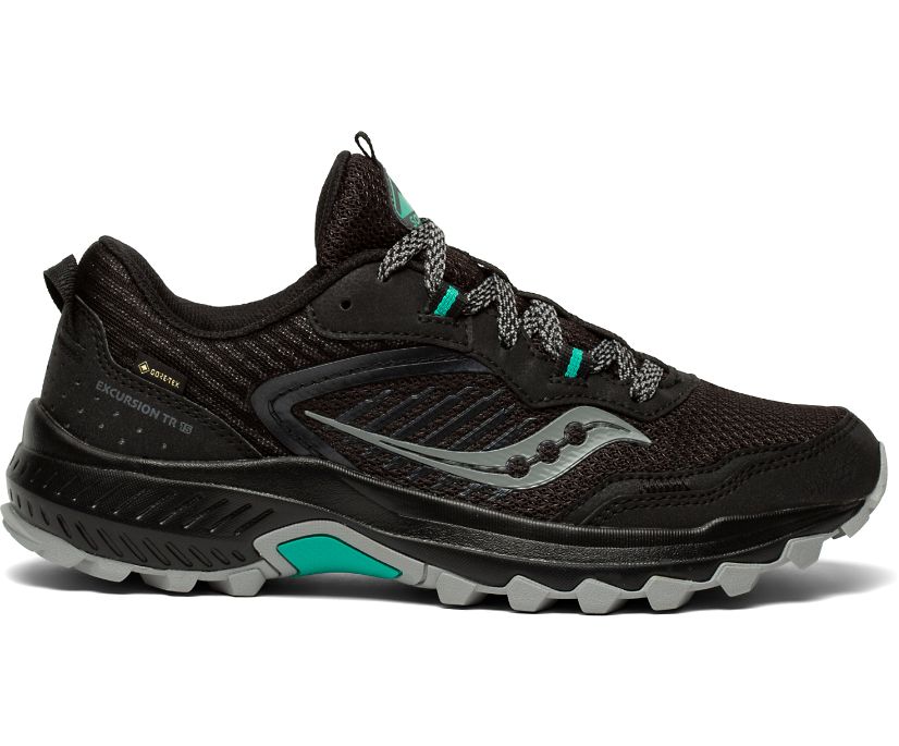 Buty Trailowe Saucony Excursion TR15 GTX Wide Damskie Czarne Zielone | Polska LZ7-65456R4