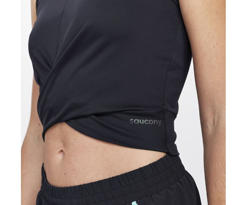 Najfatalniejszy Saucony Dash Crop Top Damskie Czarne | Polska WU3-39343W6