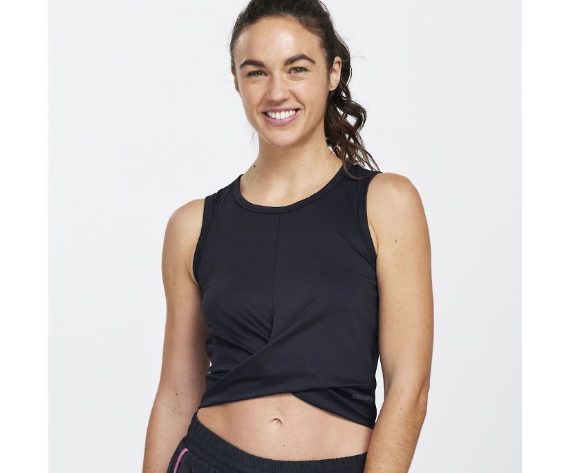Najfatalniejszy Saucony Dash Crop Top Damskie Czarne | Polska WU3-39343W6