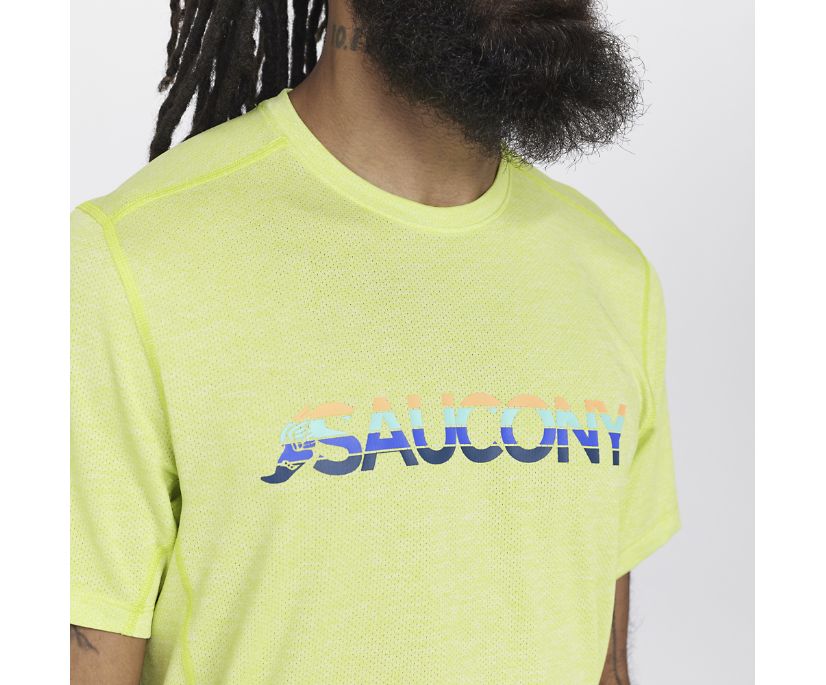 Najfatalniejszy Saucony Stopwatch Graphic Short Sleeve Męskie Głęboka Zielone | Polska QK9-63706H2