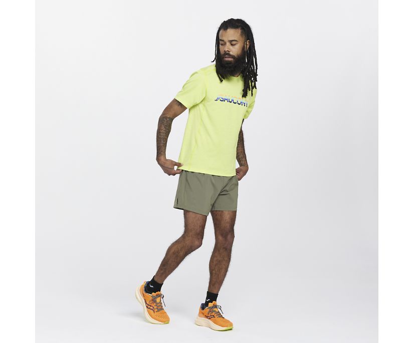 Najfatalniejszy Saucony Stopwatch Graphic Short Sleeve Męskie Głęboka Zielone | Polska QK9-63706H2