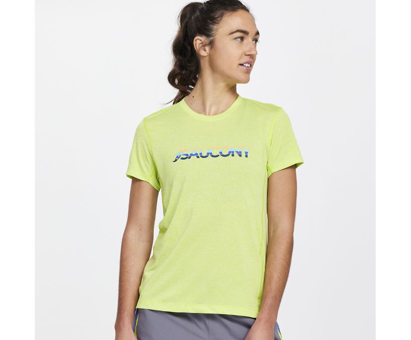 Najfatalniejszy Saucony Stopwatch Graphic Short Sleeve Damskie Głęboka Zielone | Polska HZ9-92549F7