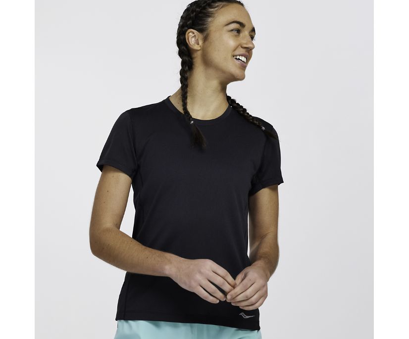 Najfatalniejszy Saucony Stopwatch Short Sleeve Damskie Czarne | Polska SA0-89358C9