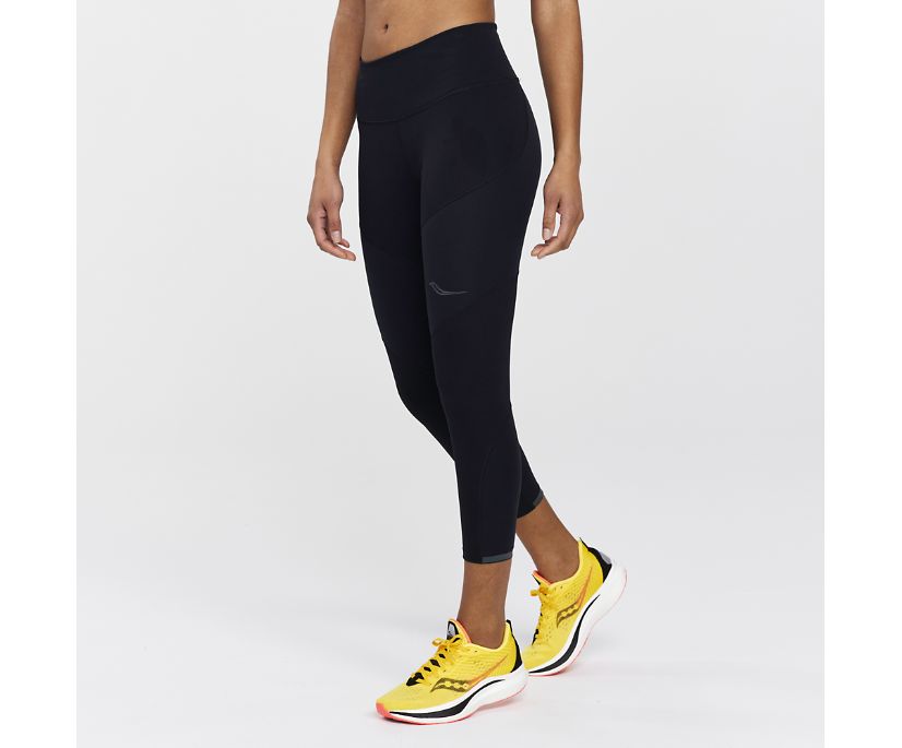 Spodnie Saucony Time Trial Crop Tight Damskie Czarne | Polska PF1-10031A5